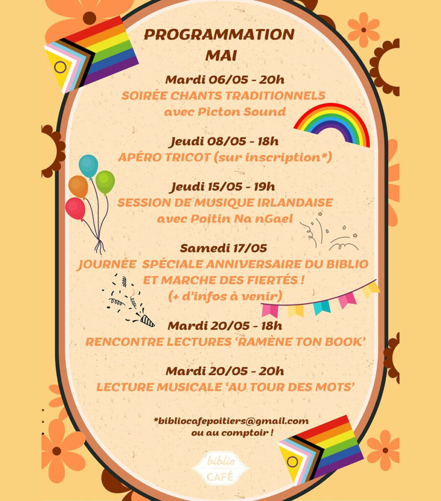 Agenda Biblio Café du mois de mai 2025